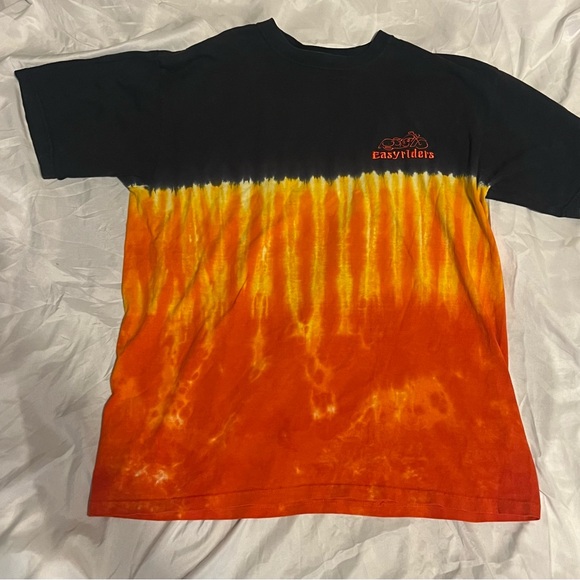 Anvil Other - Vintage T - Shirt Easyriders  Men’s L  Flame Tie Dye Logo y2k